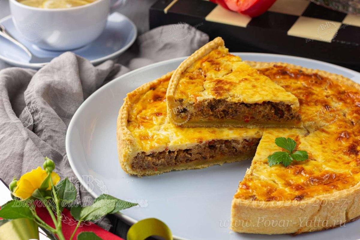 Песочный пирог с персиками консервированными