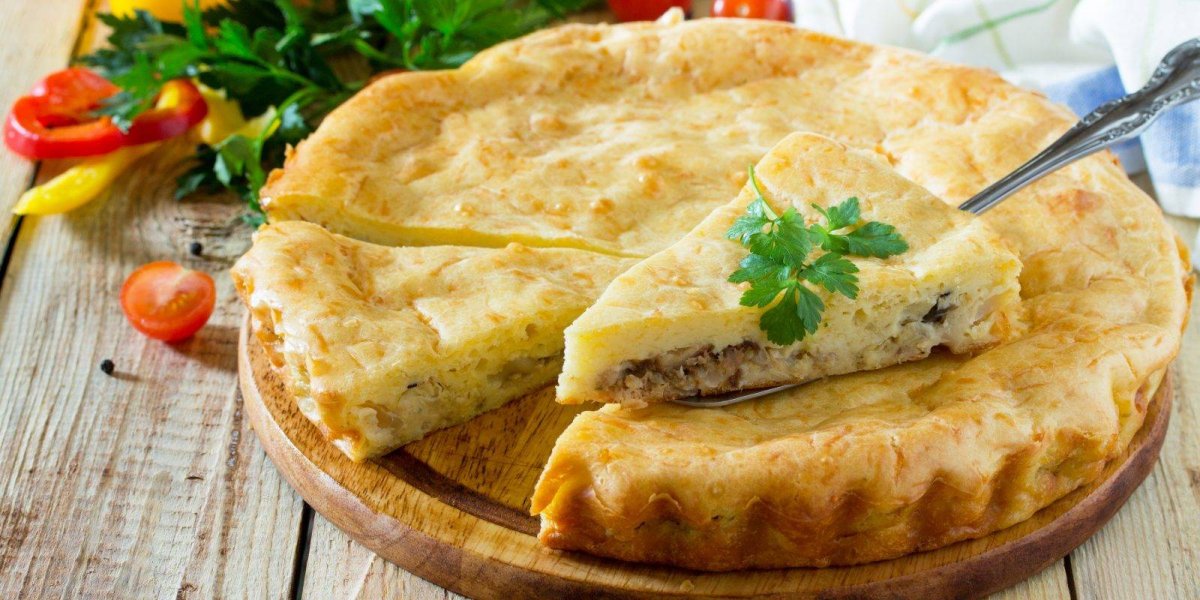 Заливной пирог с мясом и кaртофелем!