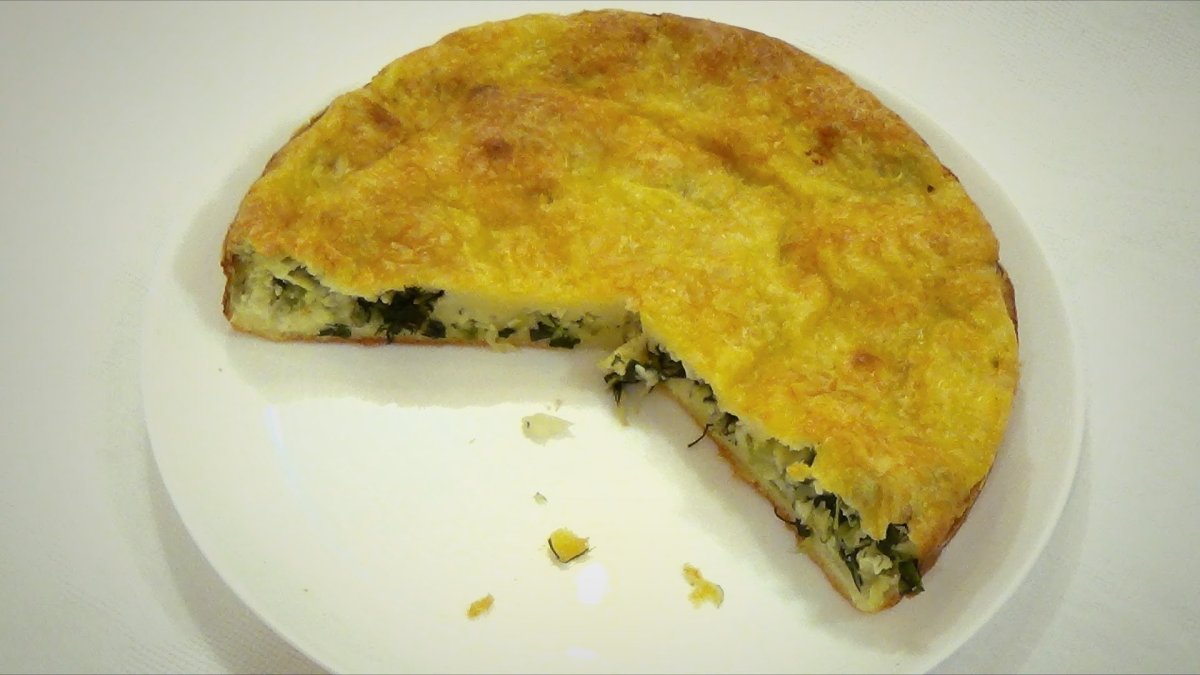 Пирог с сайрой и рисом в духовке