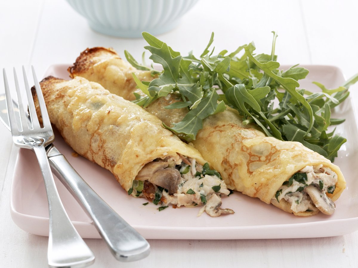 Блины с курицей и грибами