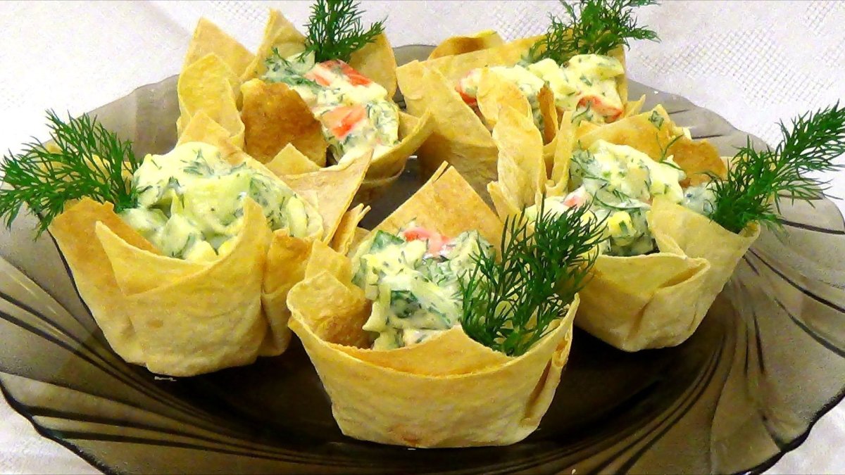 Закуска в корзиночках из лаваша