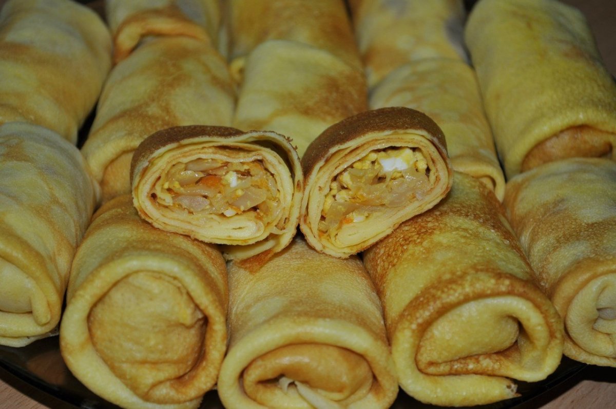 Блины фаршированные капустой