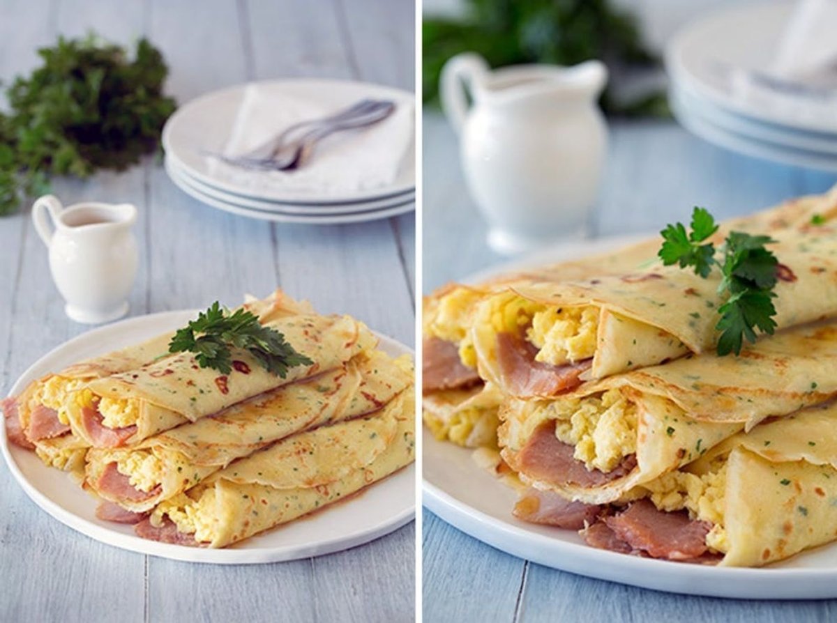 Блины с ветчиной и сыром