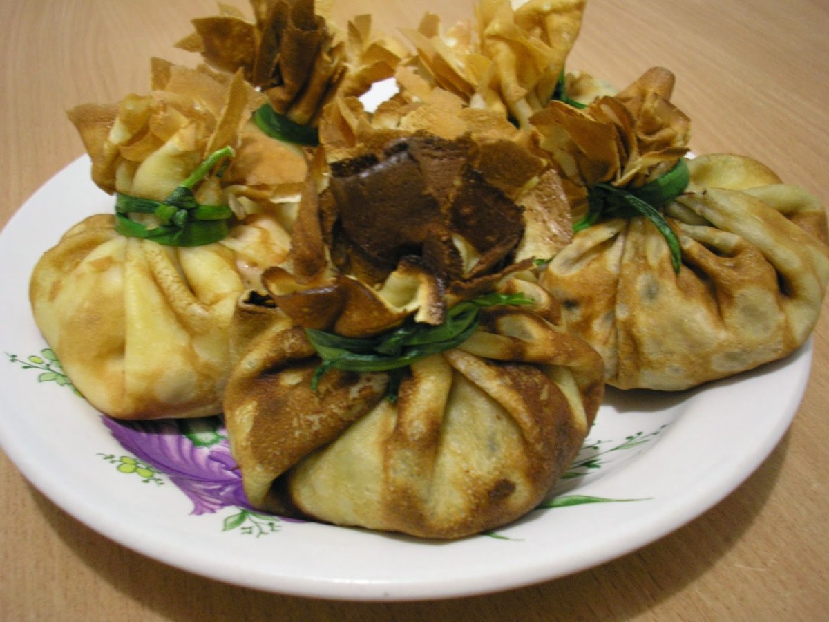 Блины мешочки с начинкой