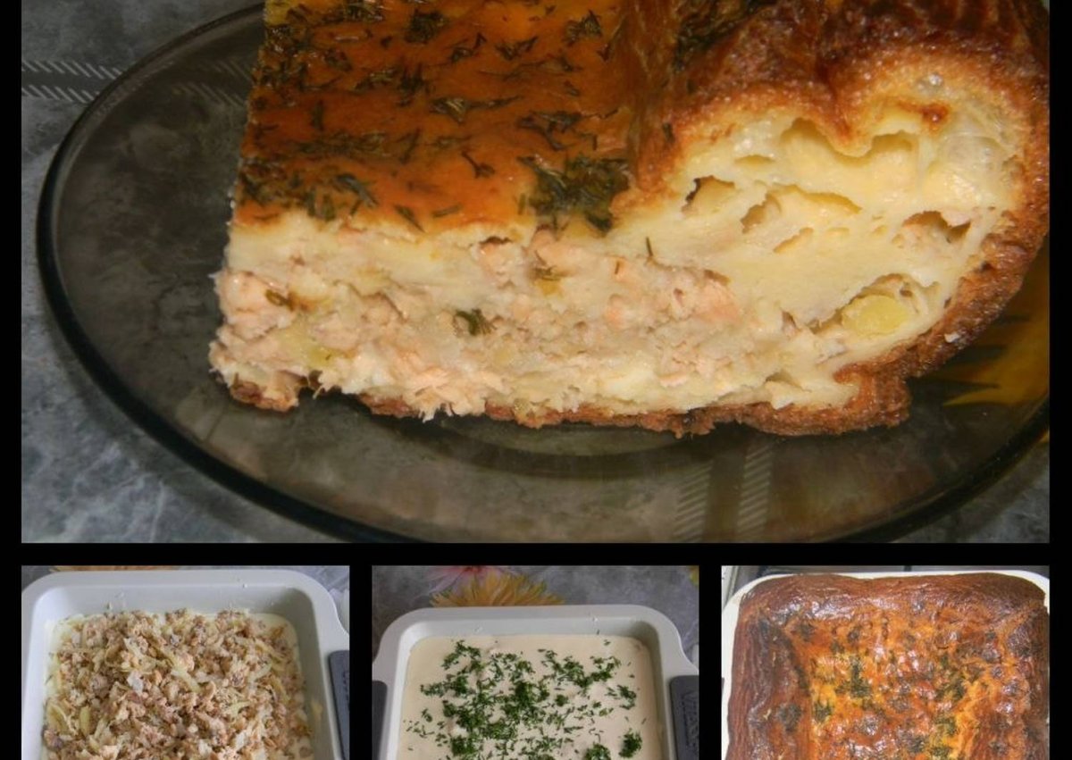 Пирог с красной рыбой и шпинатом