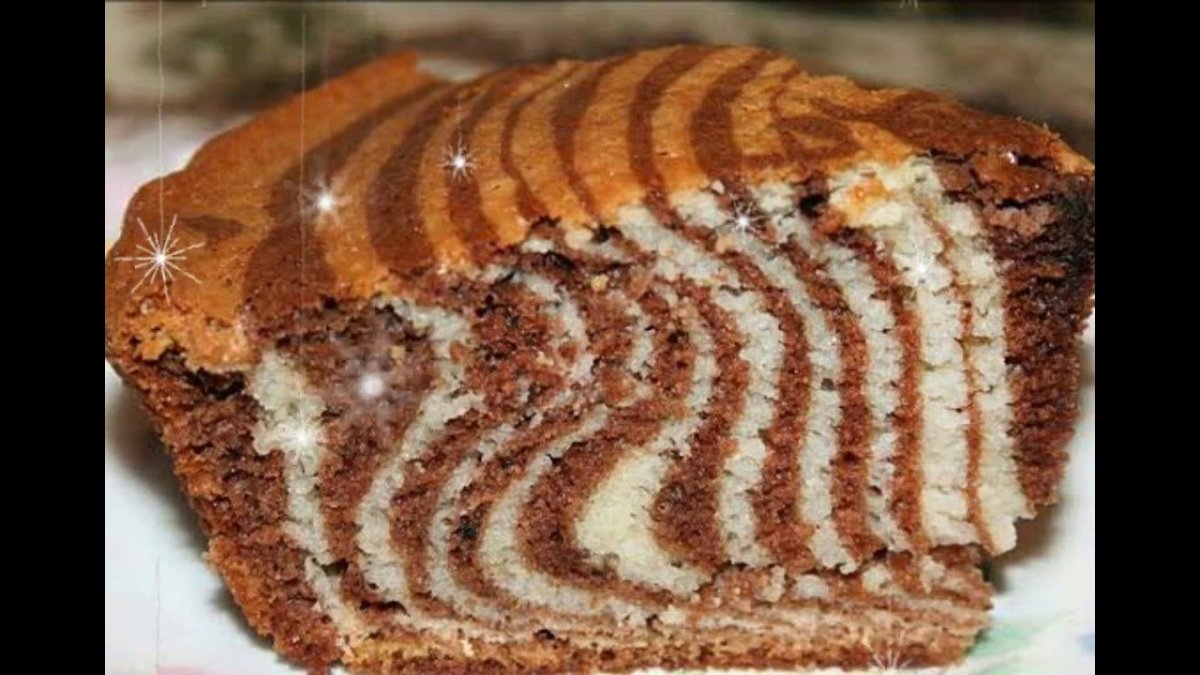 Пирог Зебра со сгущенкой