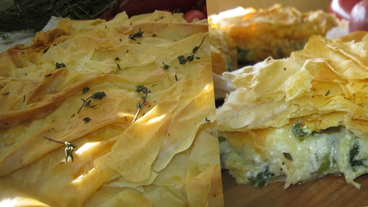Пирог мясной слоеный