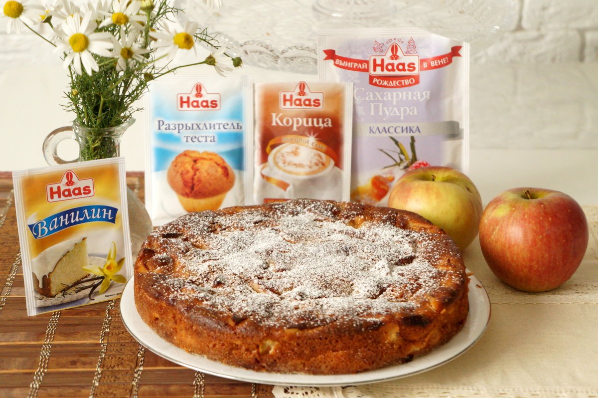Яблочный пирог с корицей из цельнозерновой муки