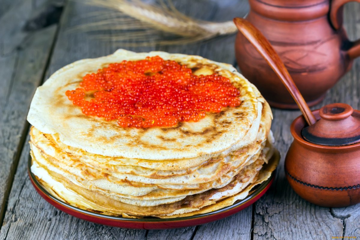Блины икра самовар