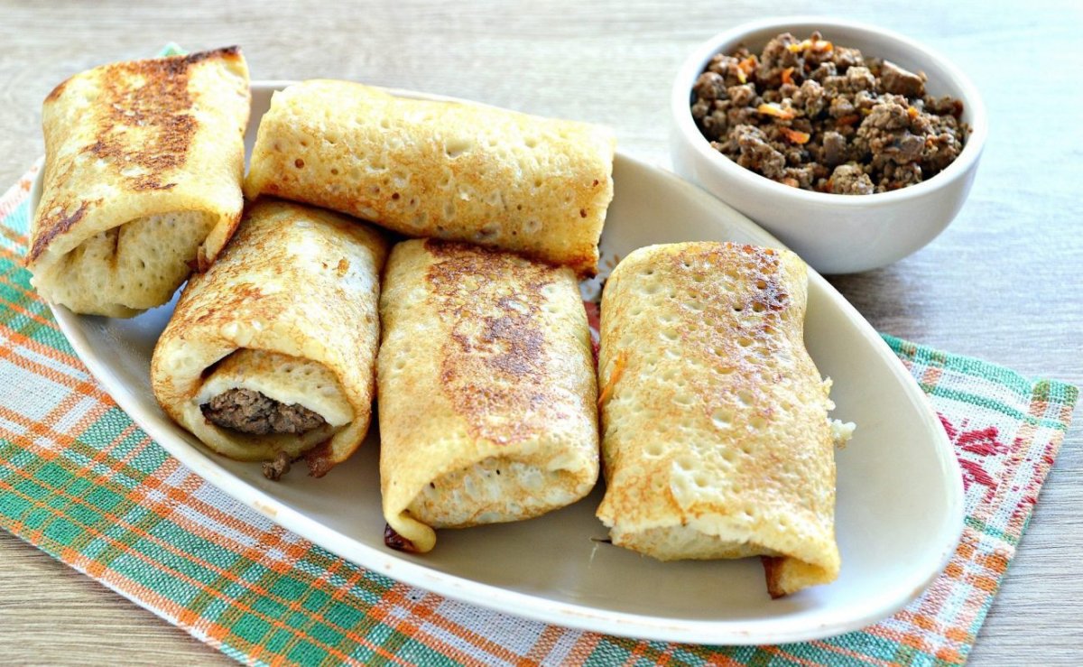 Блинчики с рисом и грибами