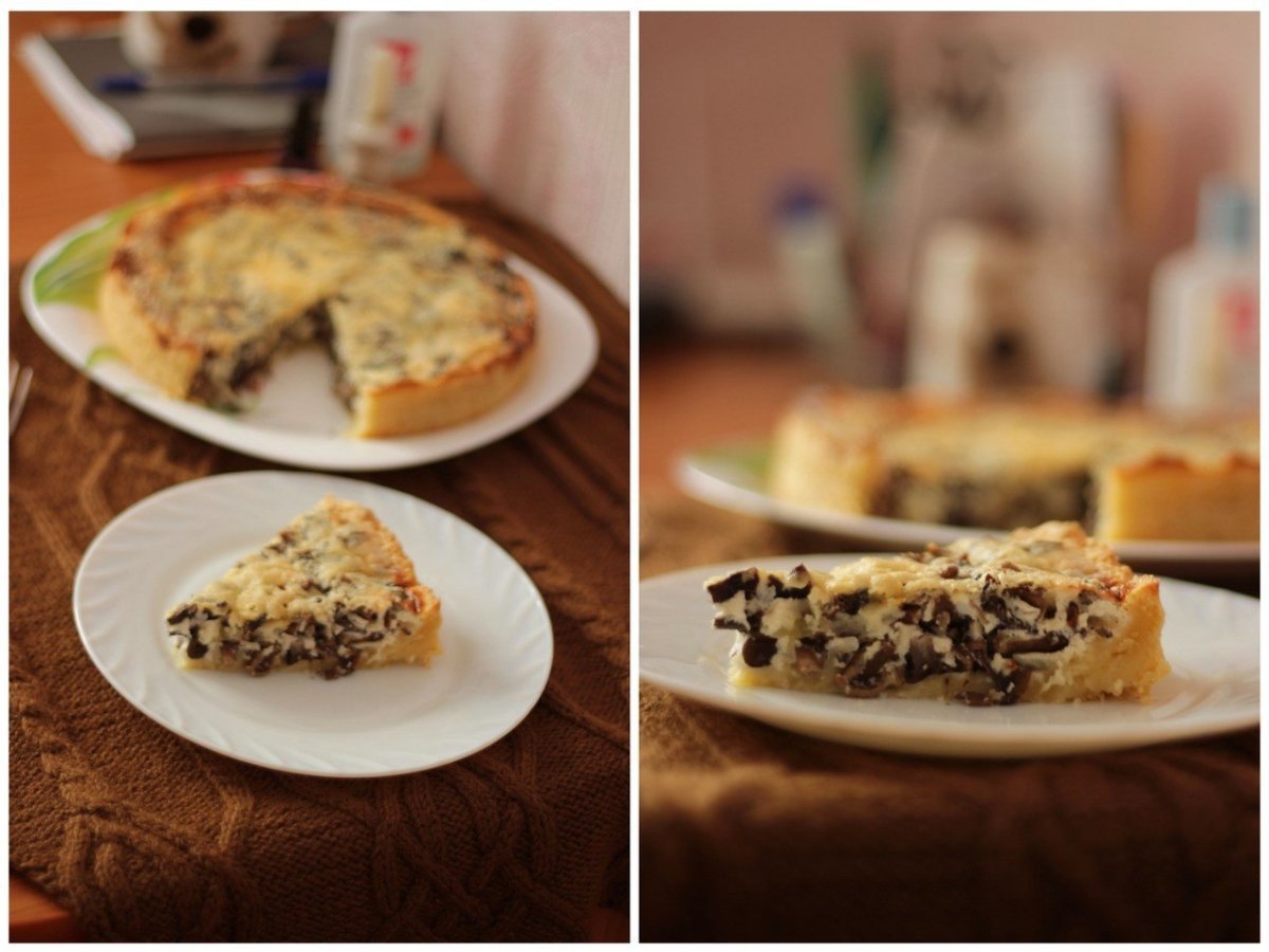 Пирог из лаваша с грибами и сыром