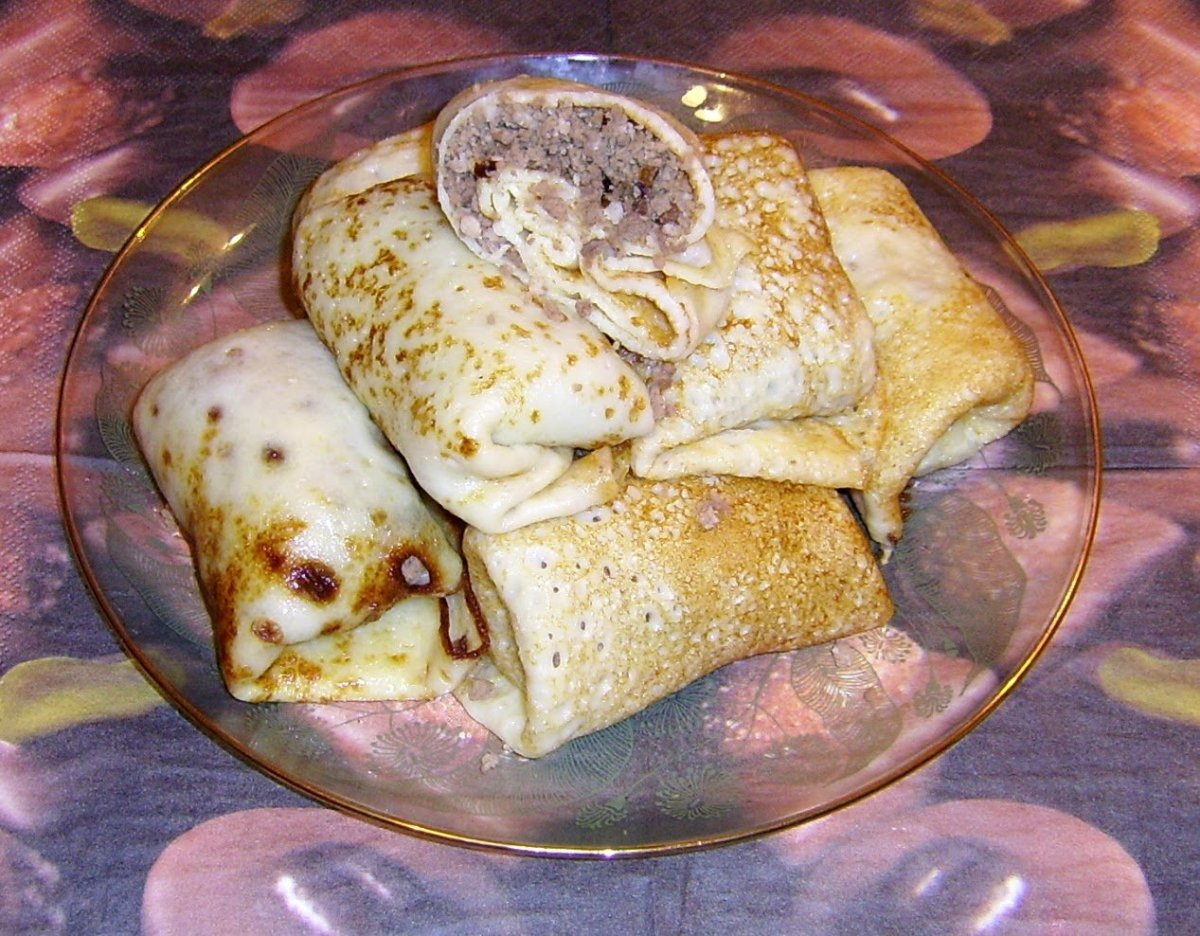 Домашние блинчики с мясом