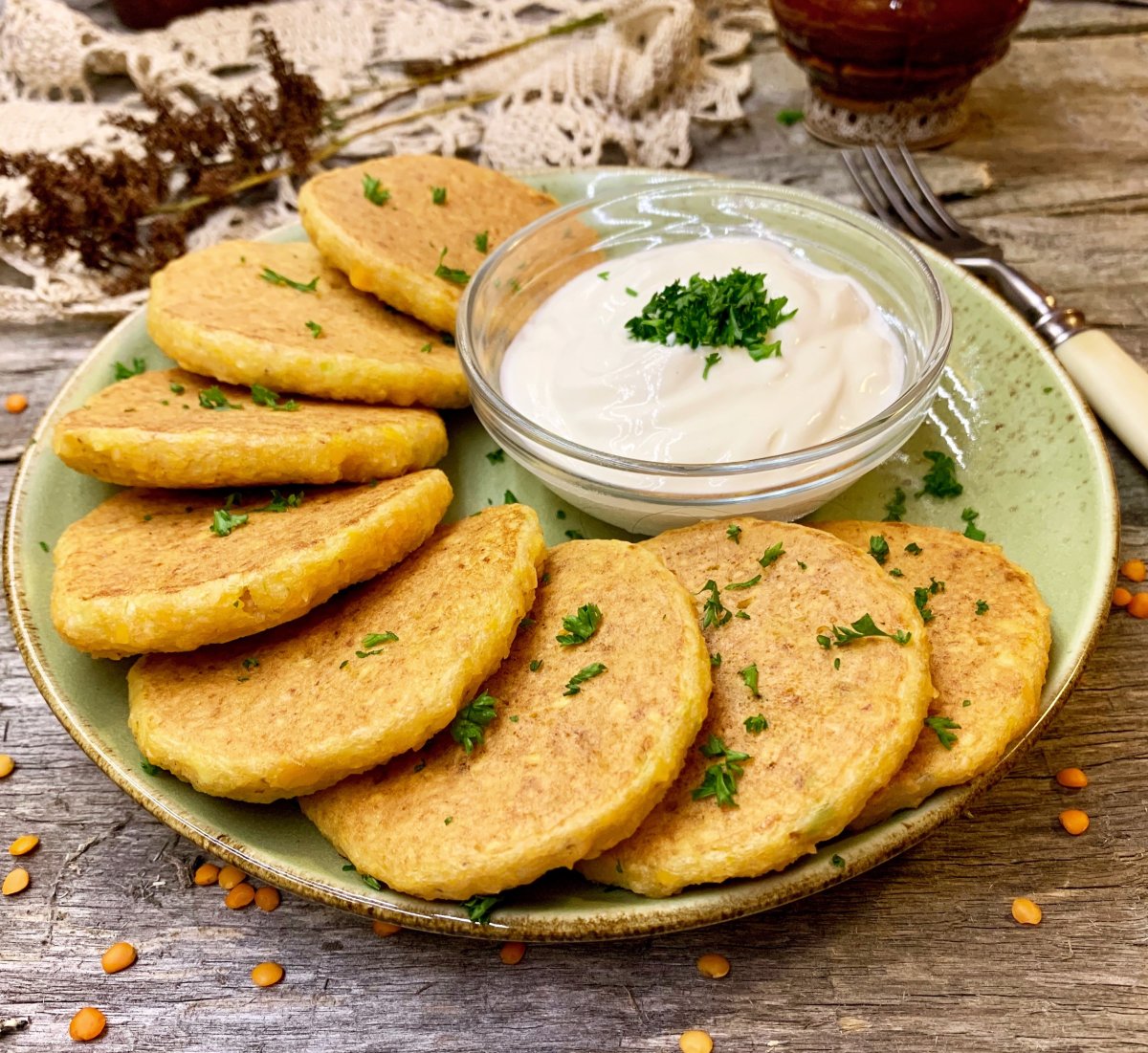 Чечевичные оладьи