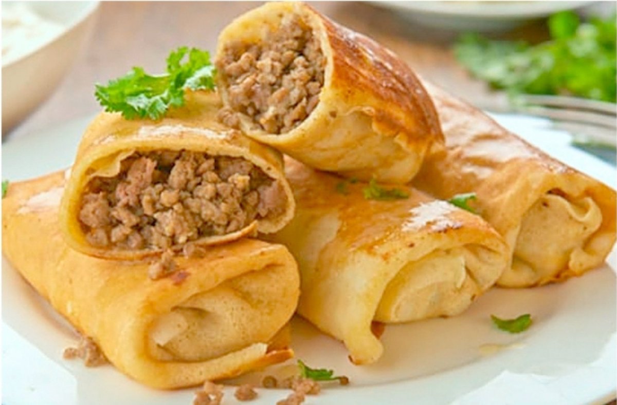 Блины фаршированные мясом