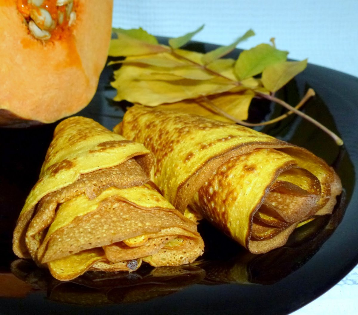 Блины с тыквой и сыром