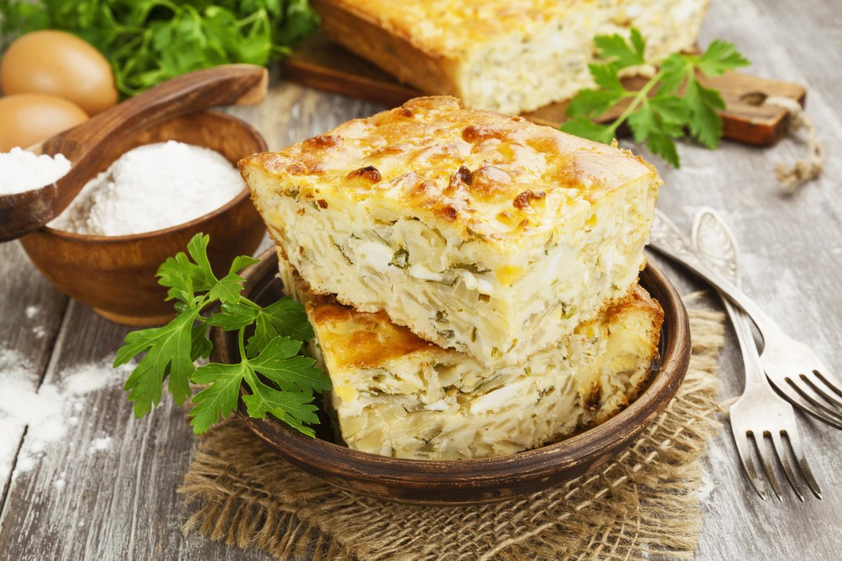 Заливной пирог с луком