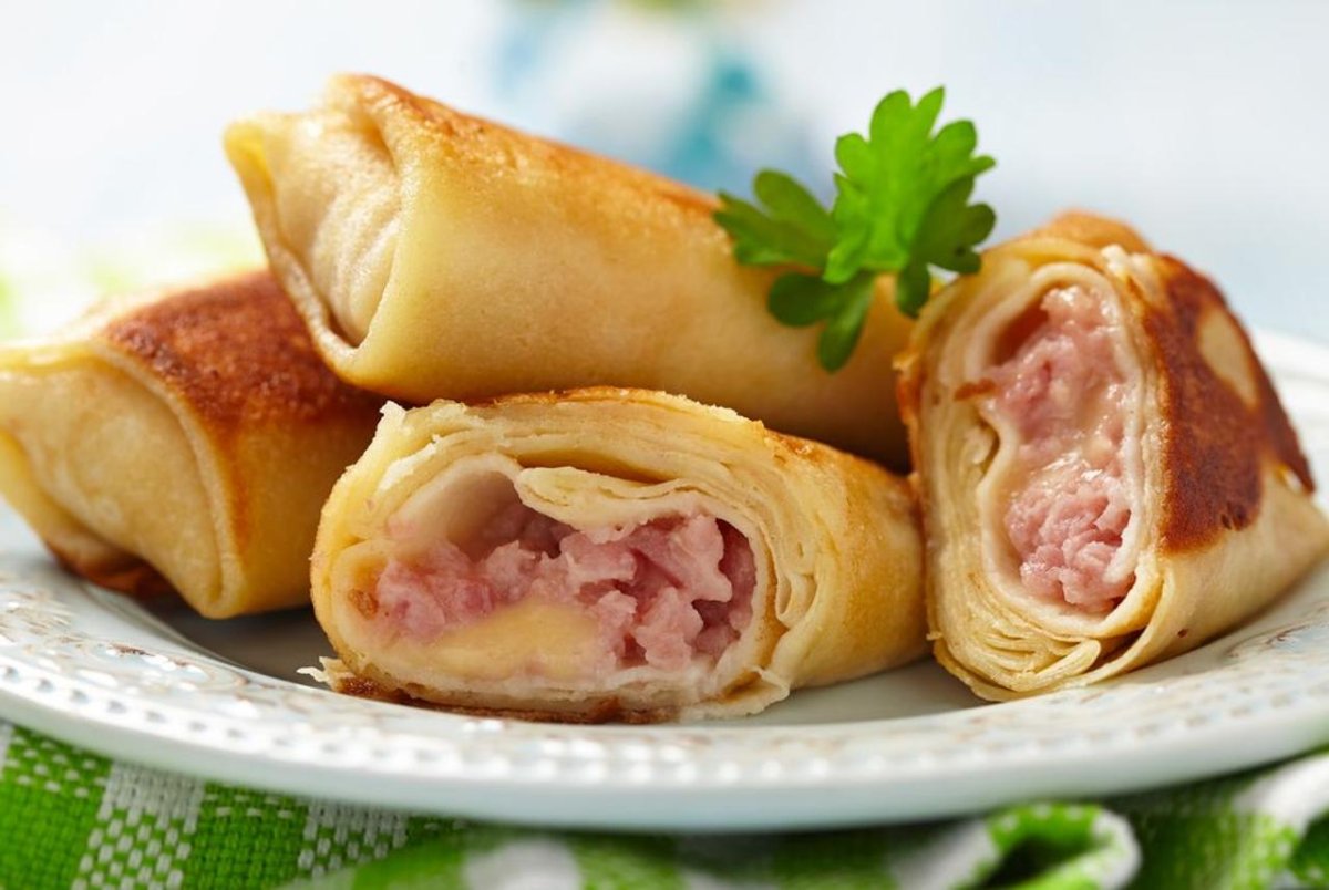 Яичные блинчики с фаршем