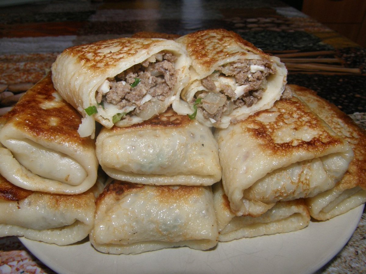 Блины фаршированные мясом