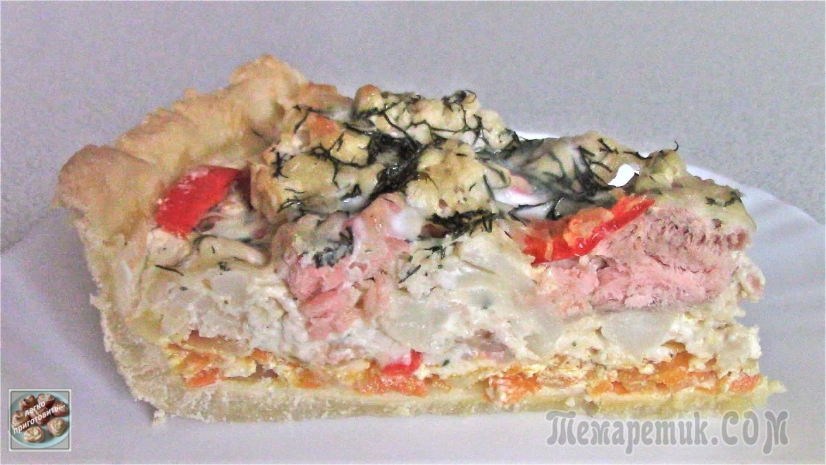 Пирог с рыбными консервами и картошкой