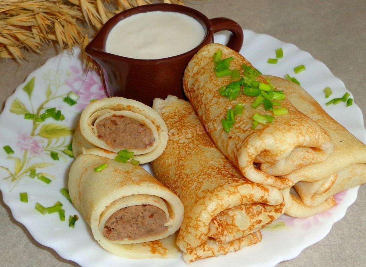 Блины с картошкой и грибами