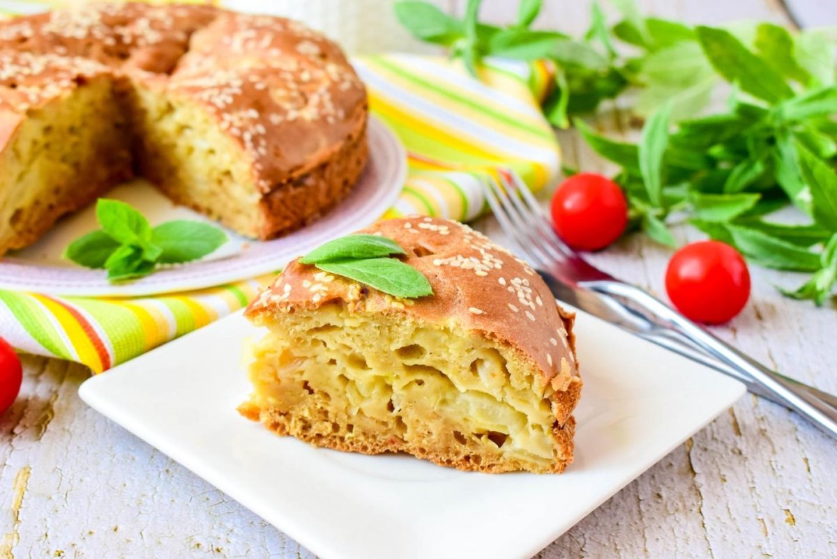 Заливной пирог с зел.луком и яйцом
