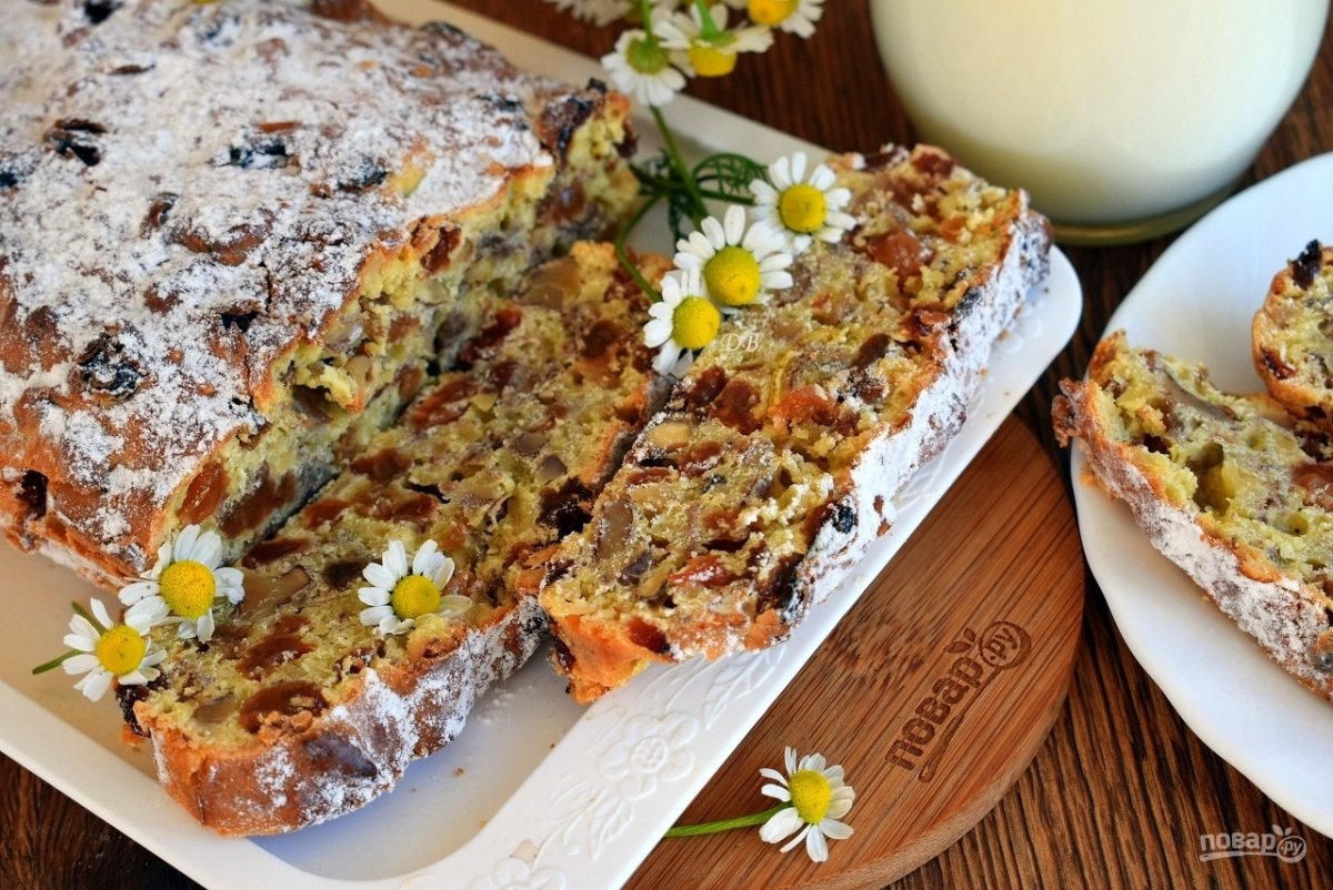 Пирог с изюмом и орехами