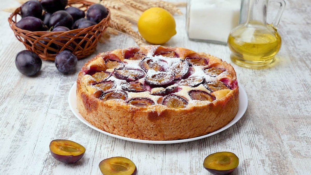 Пирог с персиками свежими