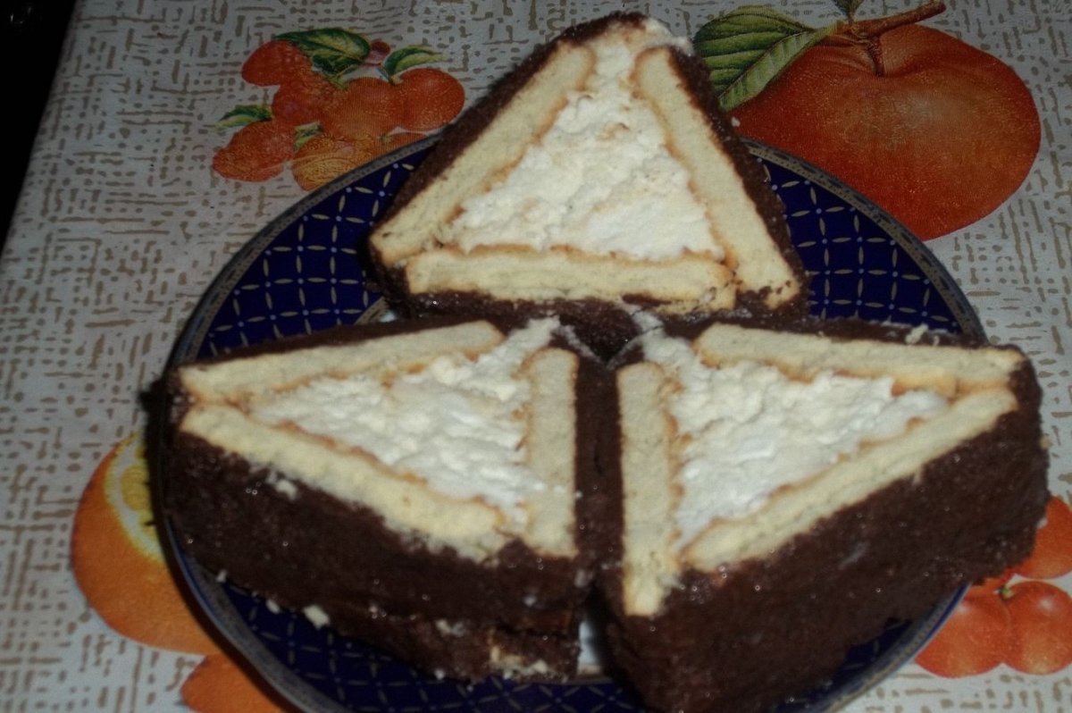 Торт треугольник из печенья с творогом
