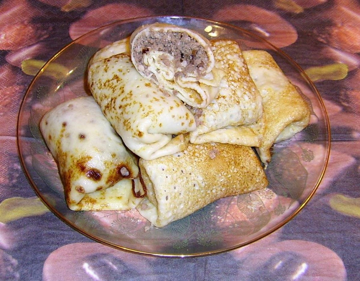 Блины фаршированные мясом
