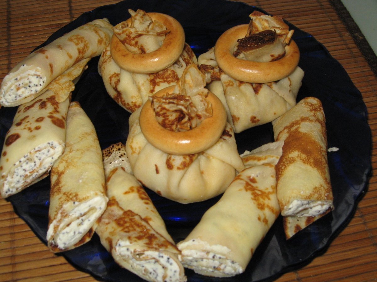 Мешочки из блинов с начинкой