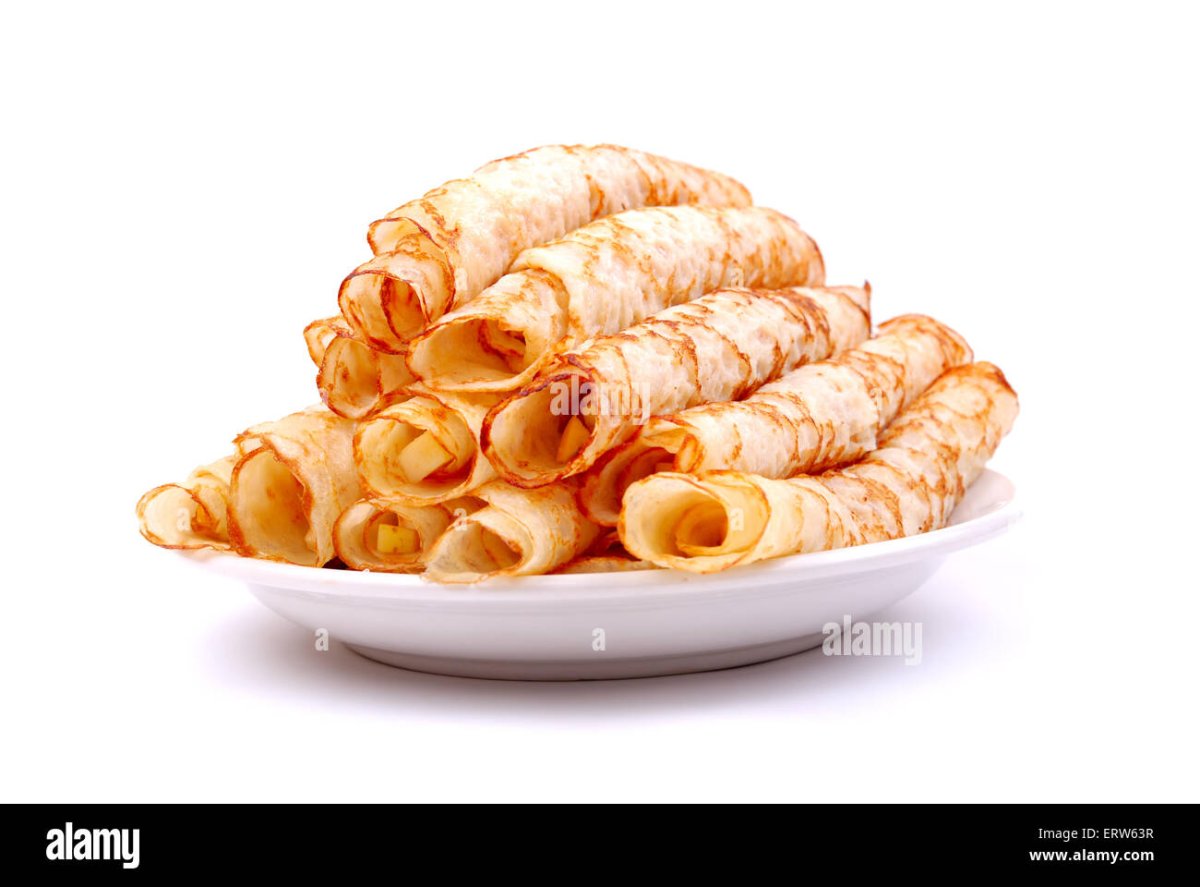 Блинчик с яблоком белый фон