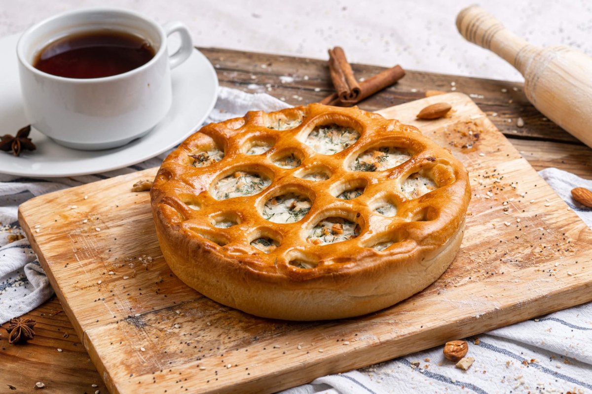 Пирог с яблоками и заварным кремом