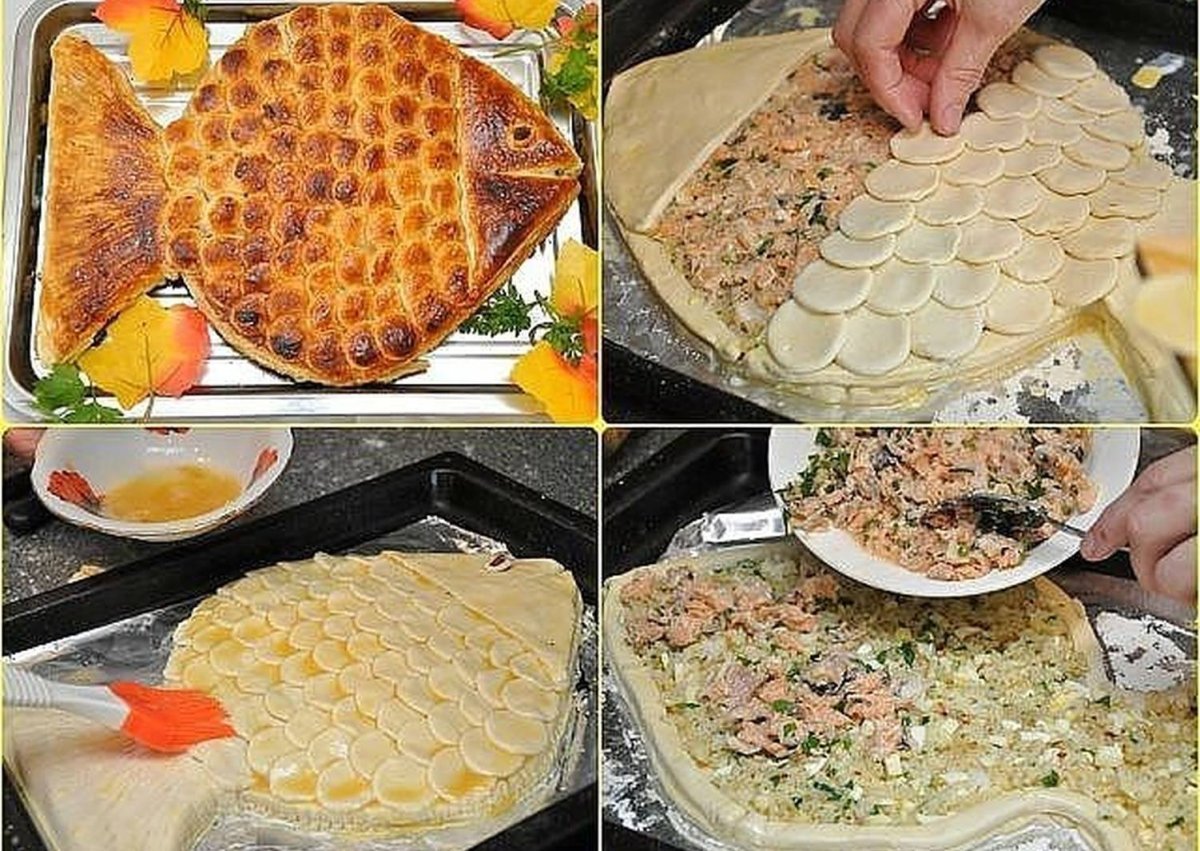 Рыбный пирог в форме рыбы