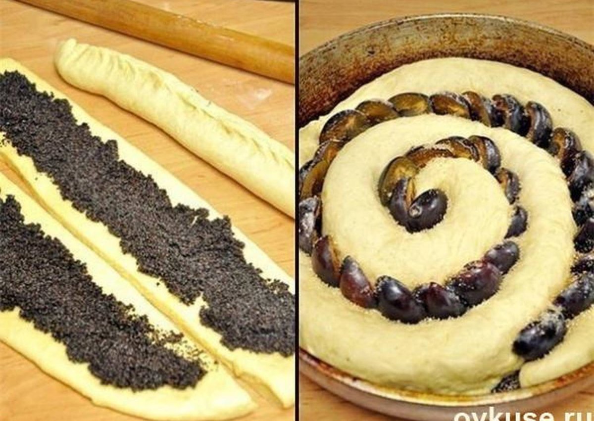 Сдобный спиральный пирог с черносливом