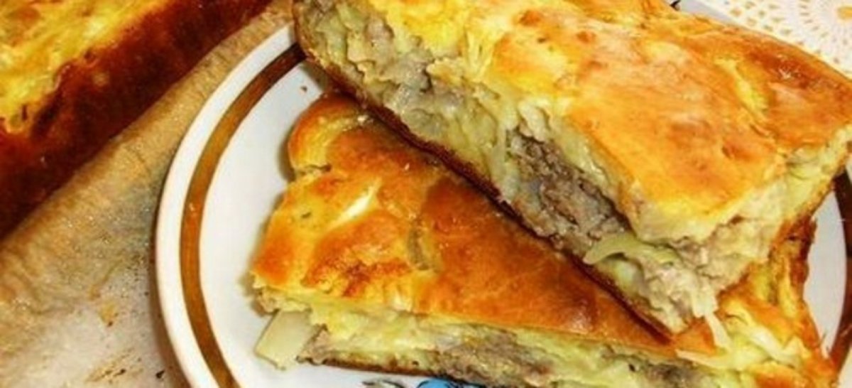 Пирог с капустой и фаршем в духовке
