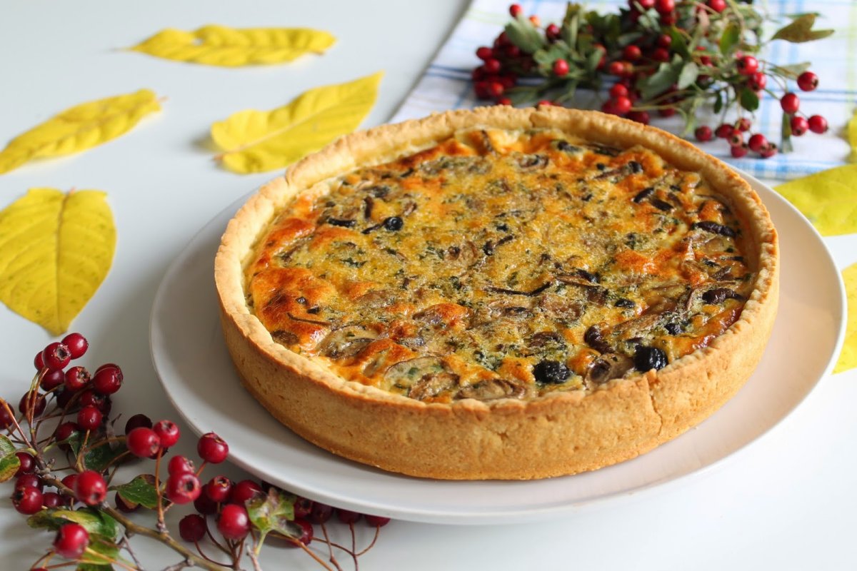 КИШ-Лорен с опятами и сыром