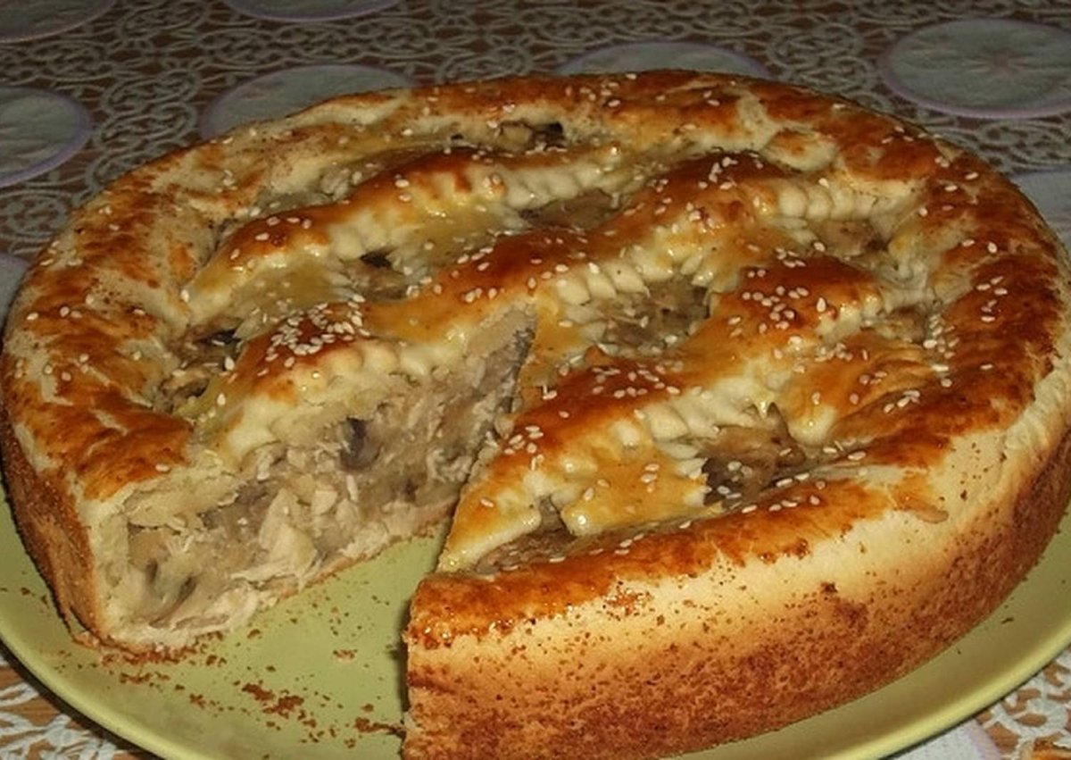 Пирог с картофелем и грибами