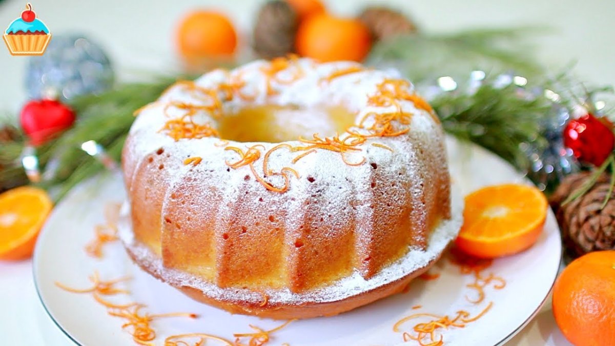 Пирог с мандаринами на сковороде
