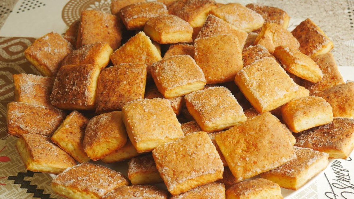 Квадратные творожные печенье