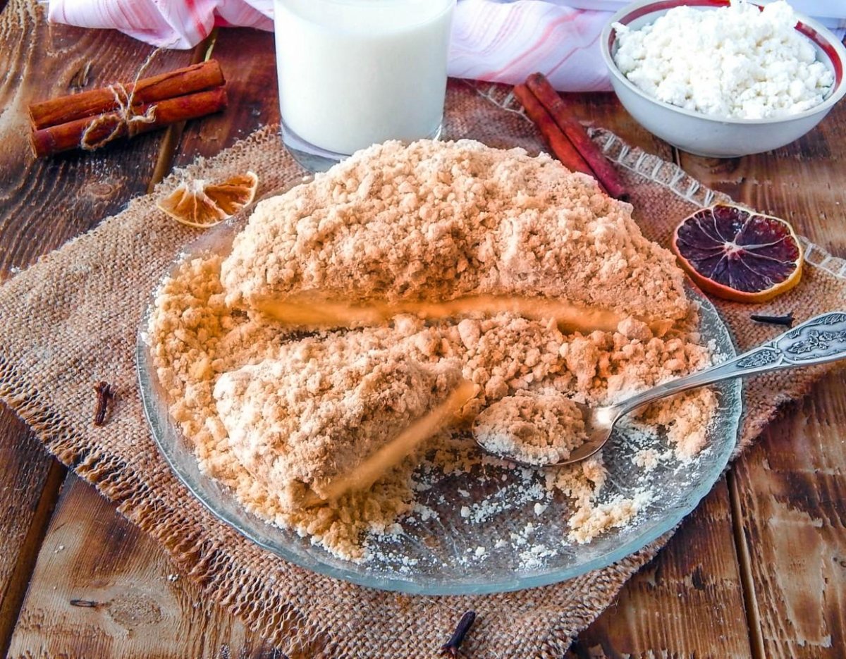 Пирог творожный с крошкой