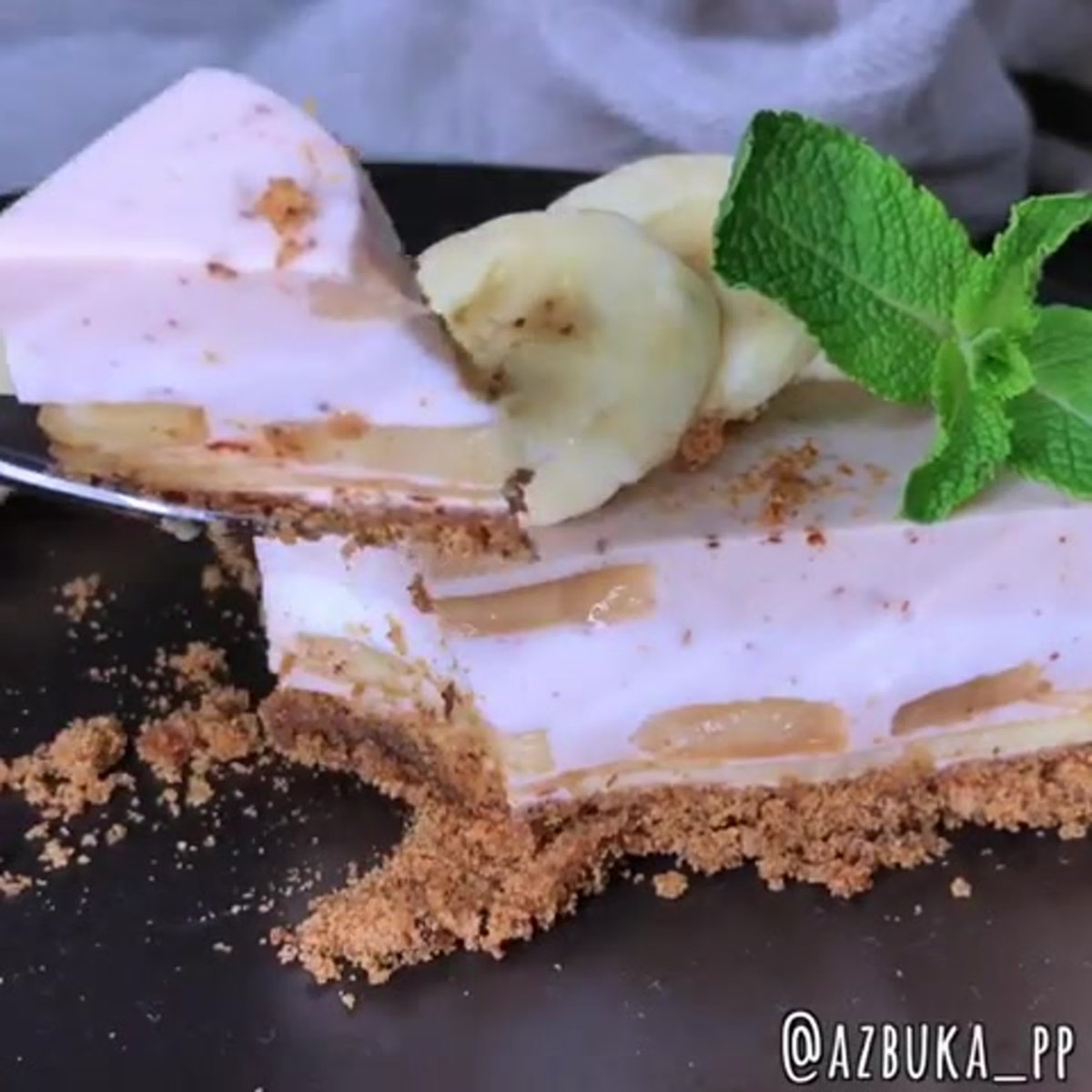 Песочный пирог с маскарпоне и бананом