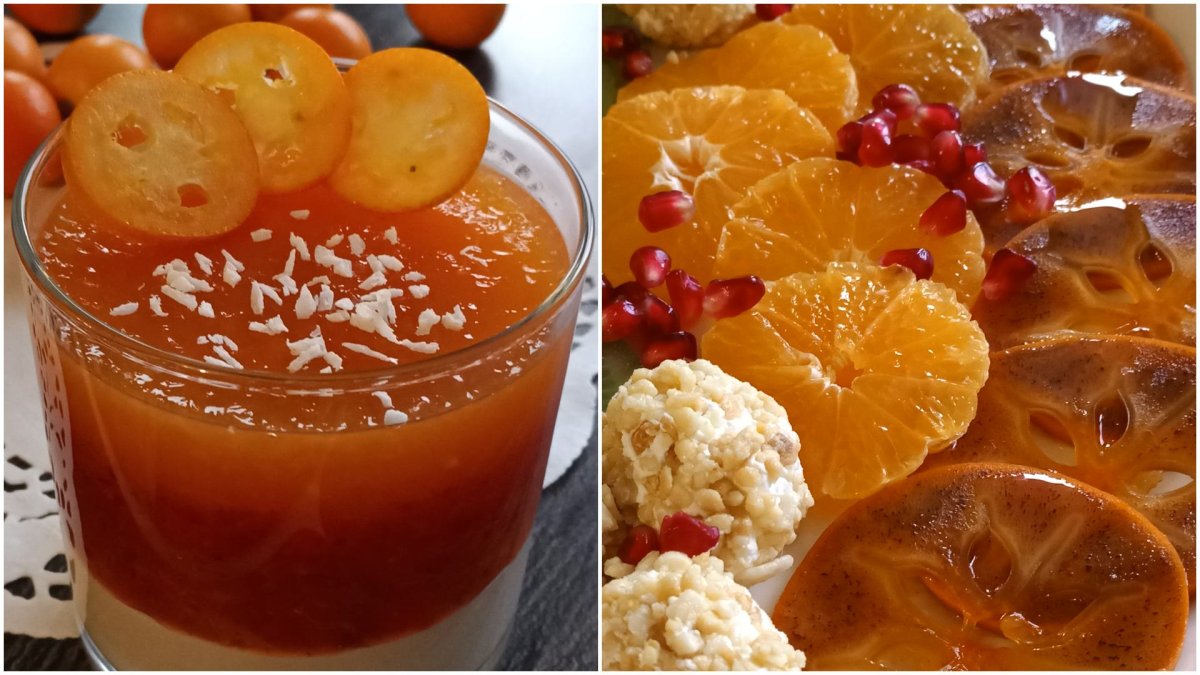 Десерт с фруктами и орехами