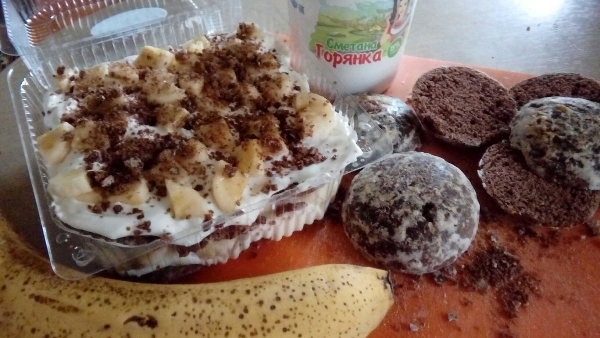 Торт с бананом и орехами