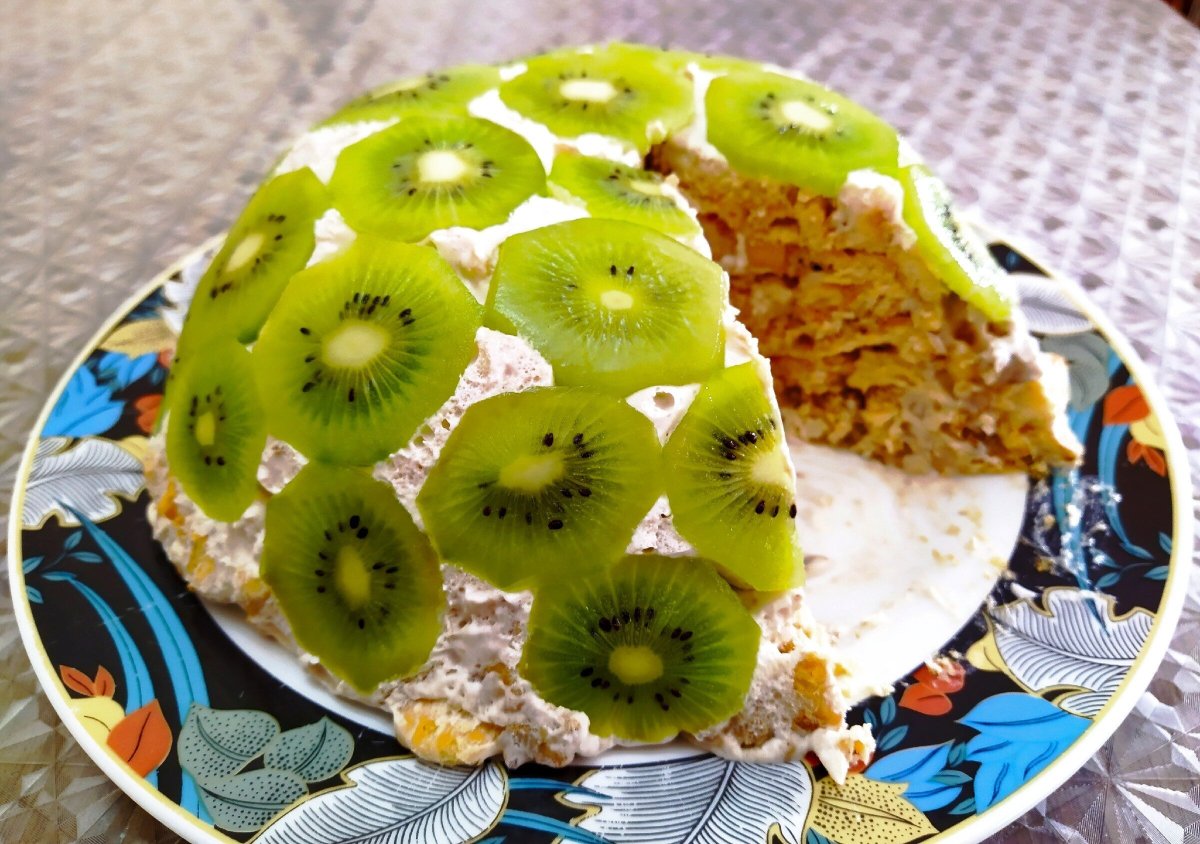 Банановый торт с киви
