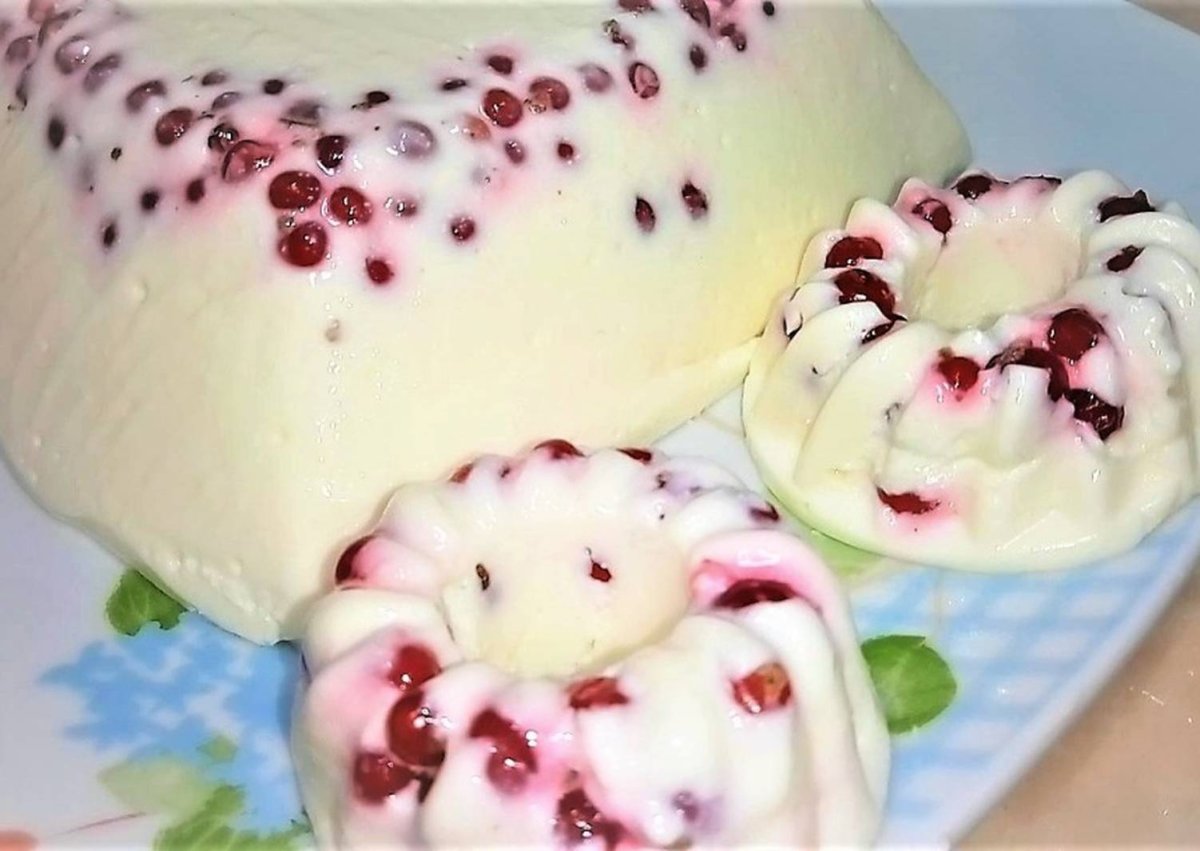 Бланманже творожное с фруктами