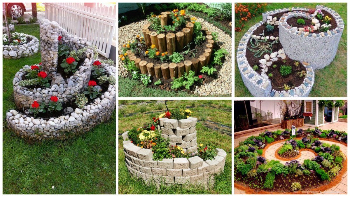 Многоуровневая клумба из камня