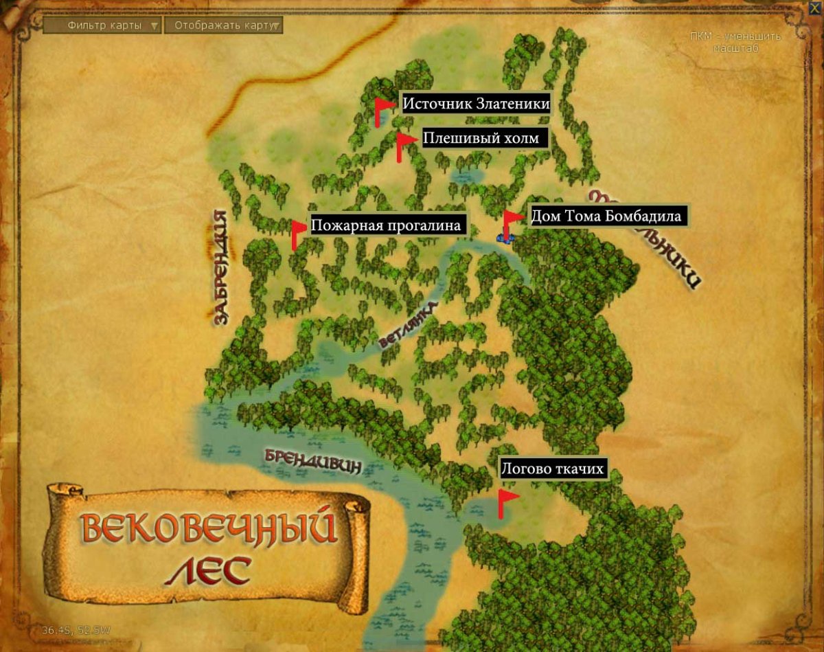 Карта вековечного леса