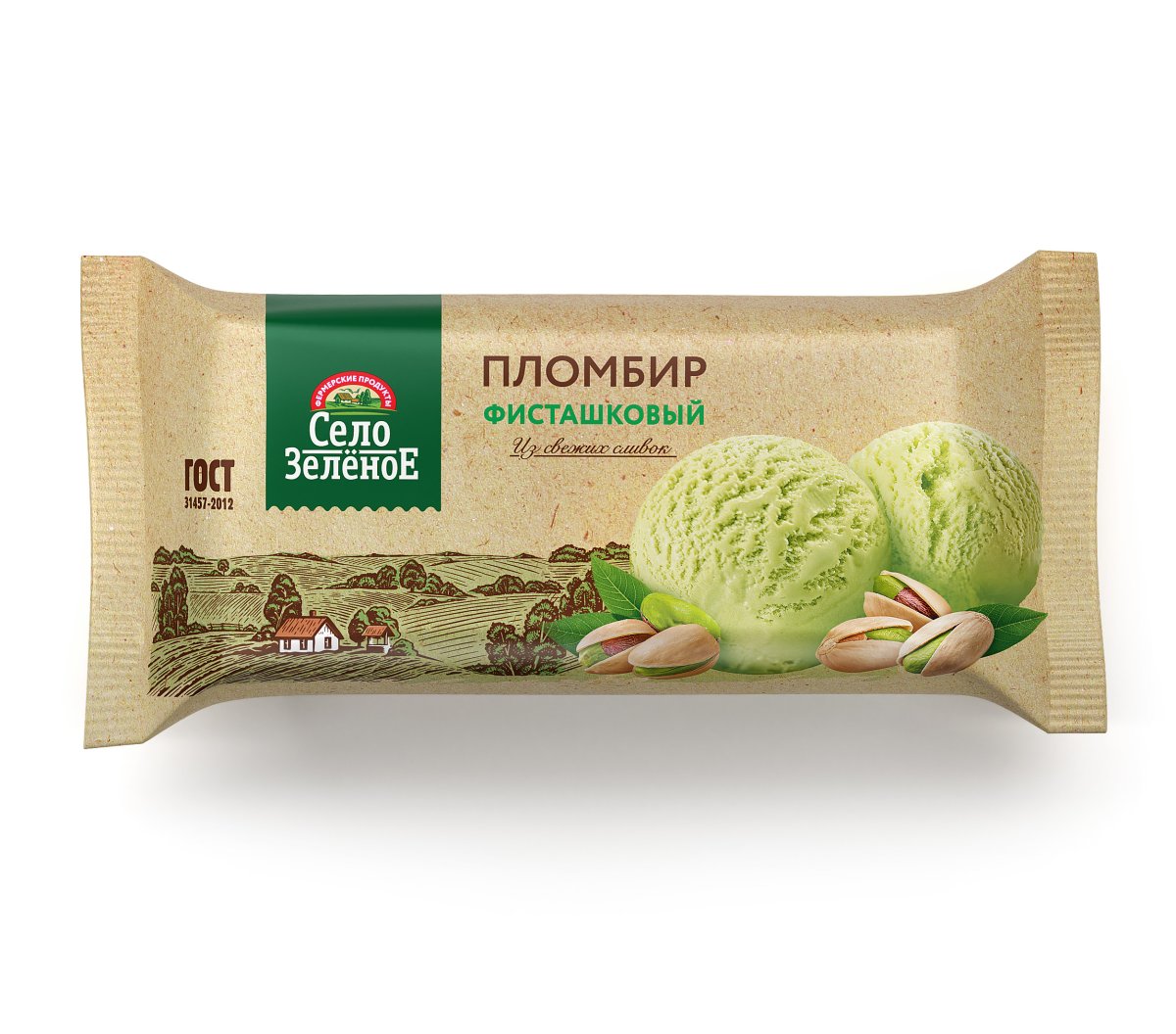 Мороженое село зеленое в контейнере