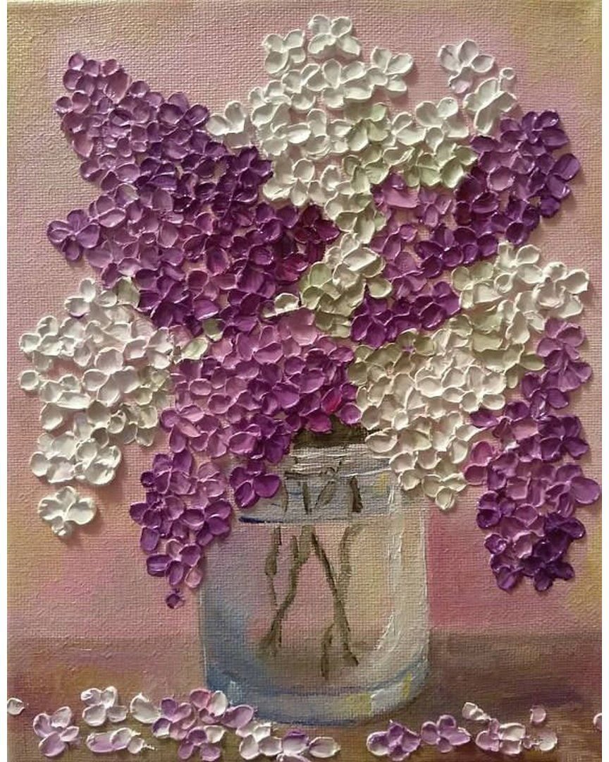 Рисование сирени ватными палочками