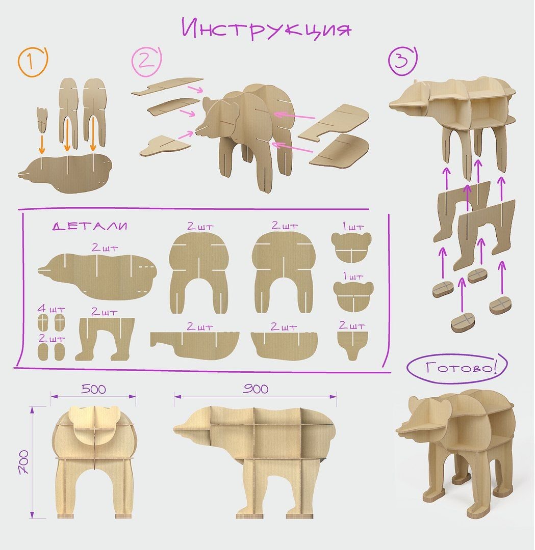 Макеты животных из фанеры